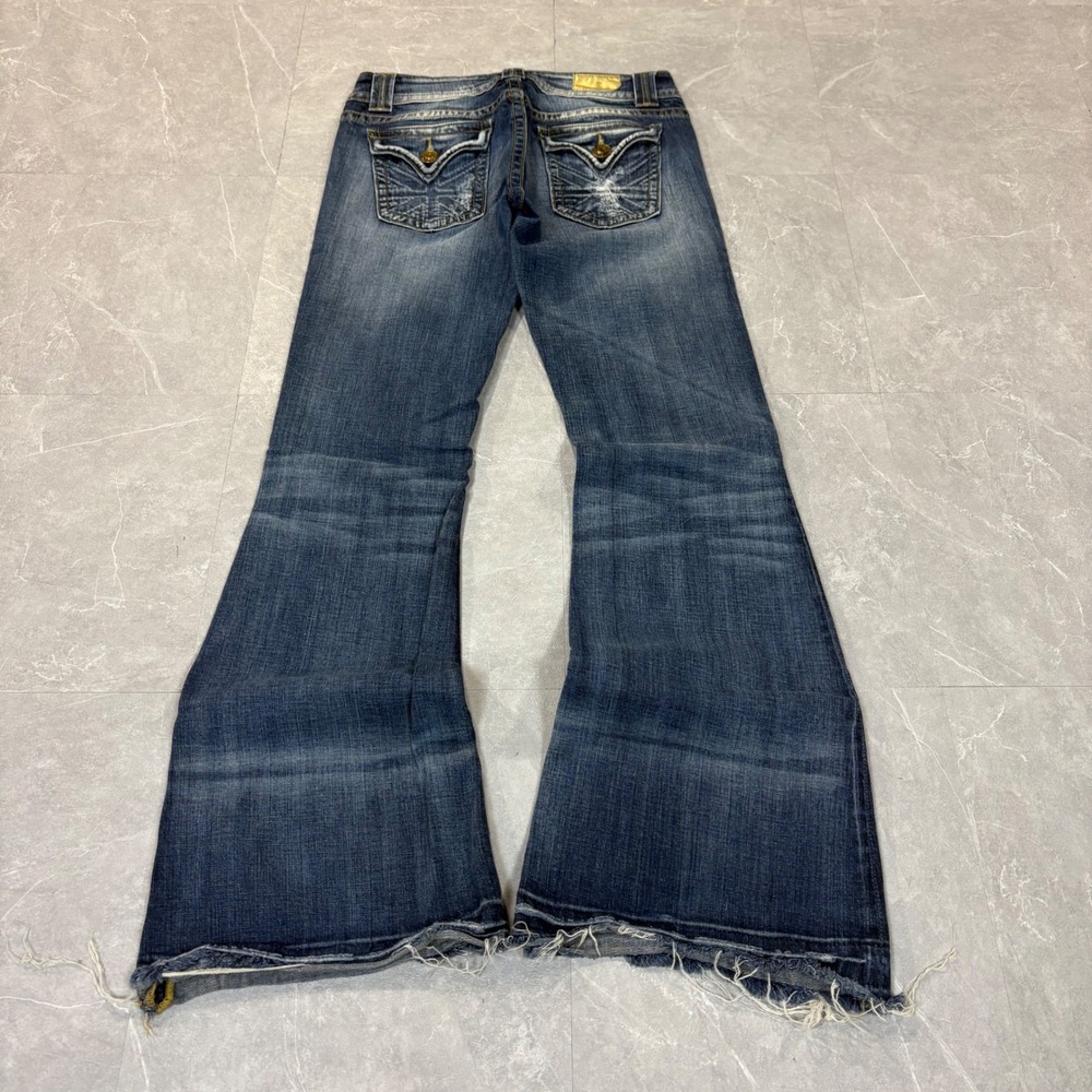 Vigoss Womens Flare Leg Jeans Dark Wash Paint Splatter Distressed Size 3